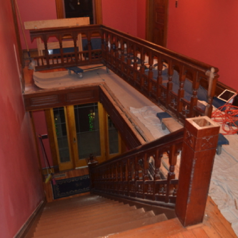 Stair rail off. Stair rail off.